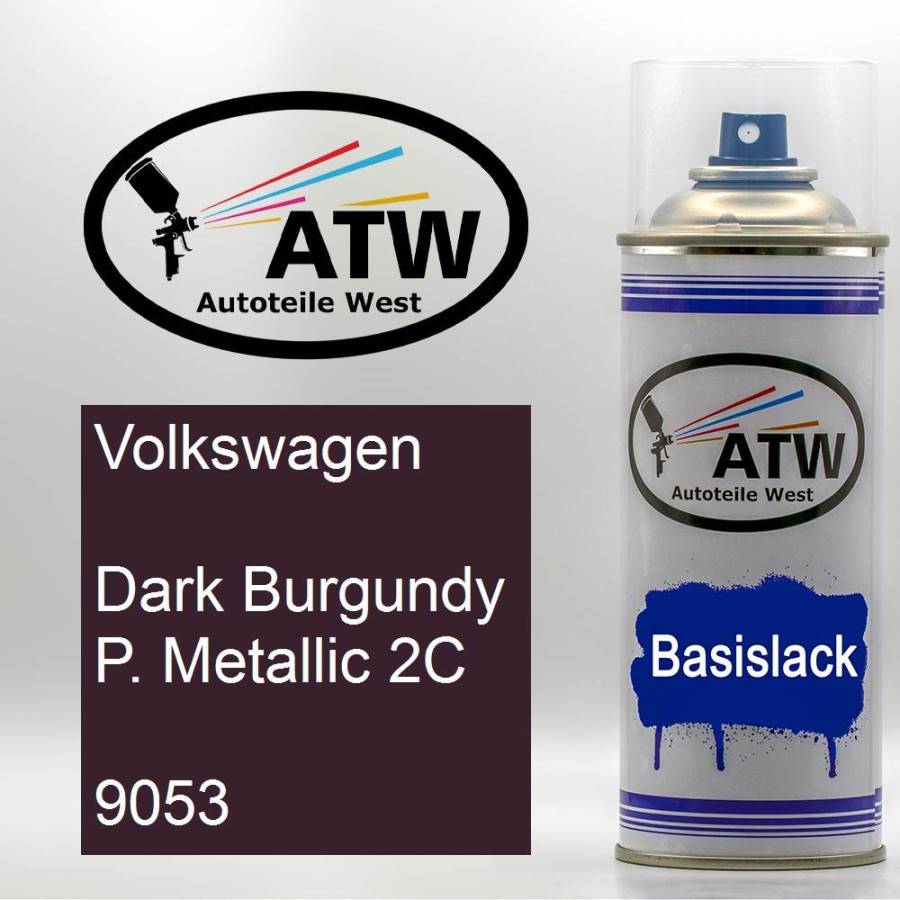 Volkswagen, Dark Burgundy P. Metallic 2C, 9053: 400ml Sprühdose, von ATW Autoteile West.